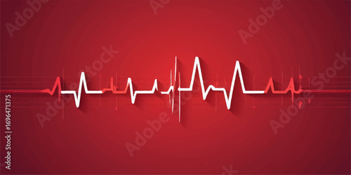 Red electrocardiogram line showing a healthy heartbeat graphic on a medical monitor