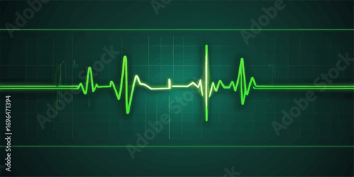 Healthy EKG heart pulse line on a medical monitor