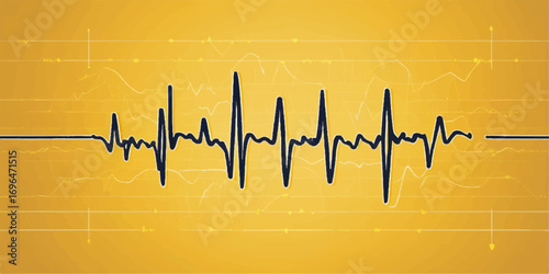 Red background cardiogram vector with a heart-shaped EKG line on a medical monitor