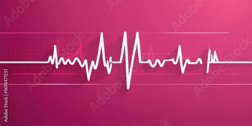 A medical graphic shows a green EKG cardiogram pulse line with a heartbeat on a monitor, symbolizing health and life