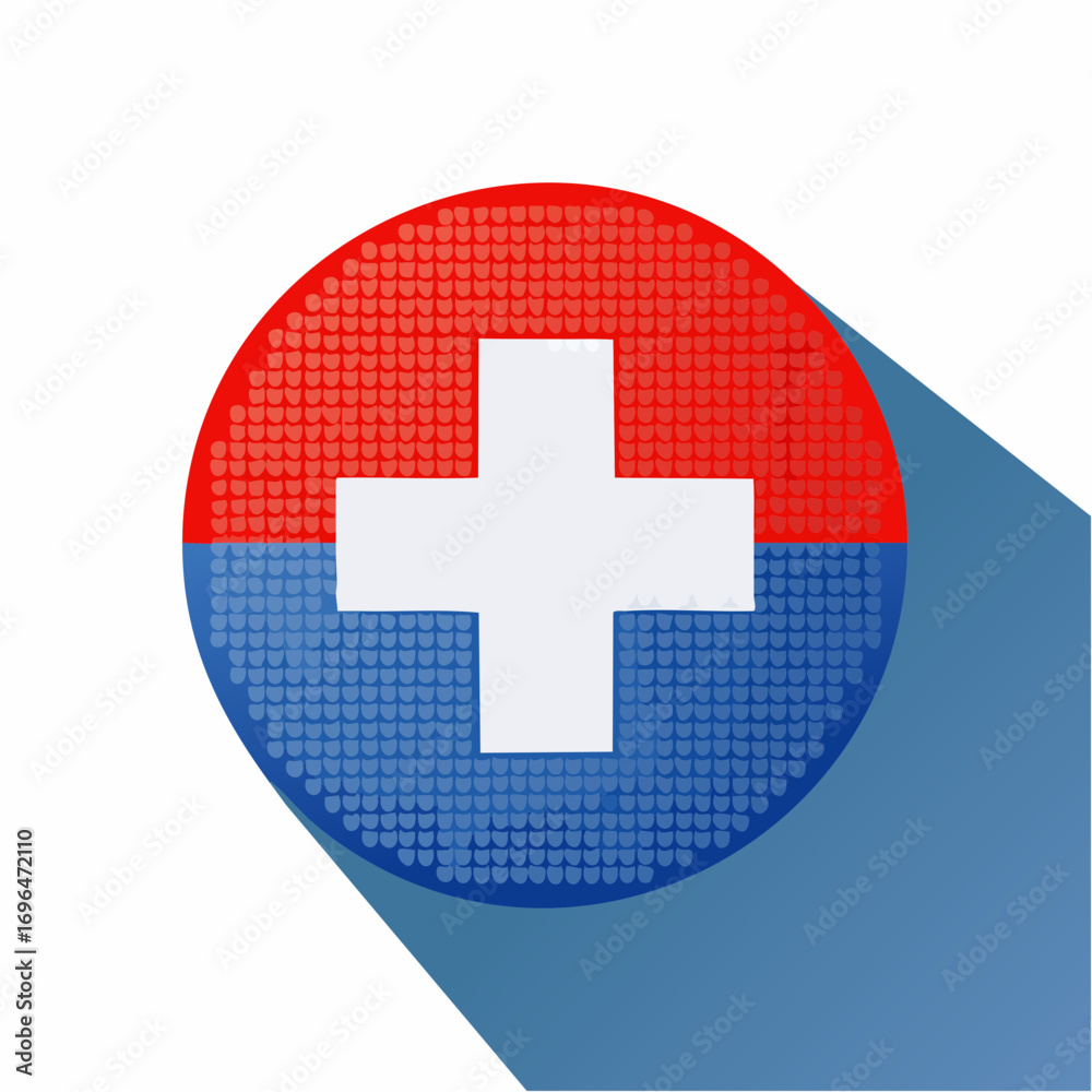 Obraz premium Swiss Flag Red Blue and White Circle with Shadow