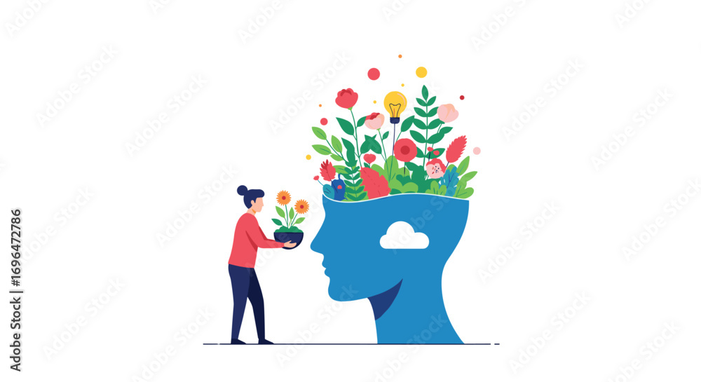 Fototapeta premium Cultivating a positive mindset nurturing growth and well being through thoughtful planting