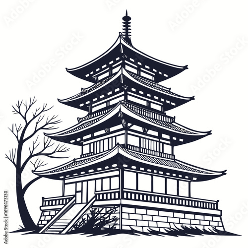 vector illustration of japanese temple