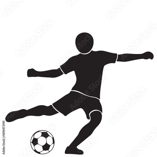 Dynamic Soccer Player Kicking Ball Silhouette