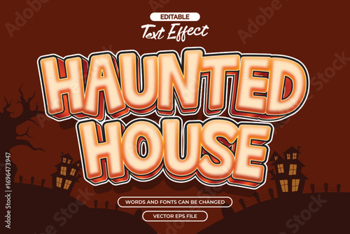 Haunted house editable text effect with cartoon text style
