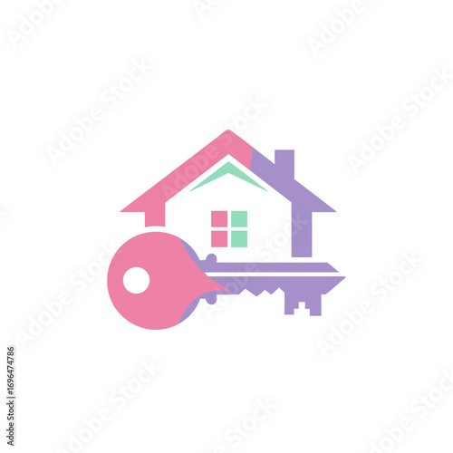 Clean Silhouette Rental App Icon in Soft Pastels