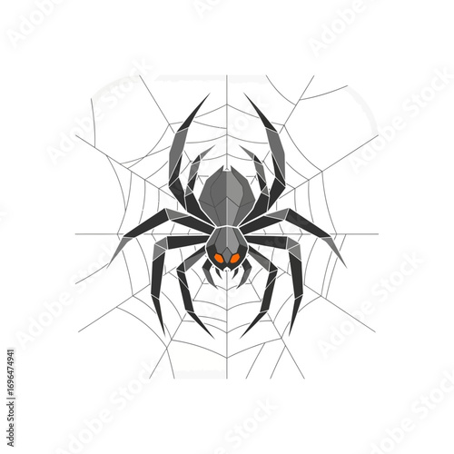 Creepy Spider Web App Icon in Grayscale with Orange