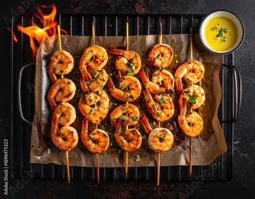 Grilled Shrimp Skewers with Sauce