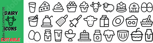 Dairy Icons: A Collection of Editable and Searchable Vector Graphics for Milk, Cheese, and More
