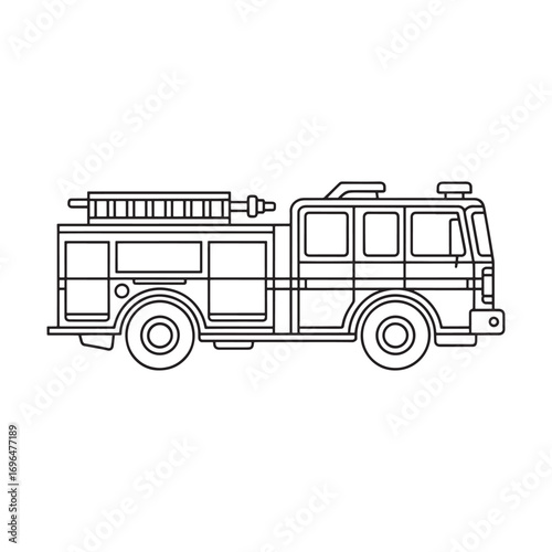 Simplified Fire Engine Illustration A Vehicle of Bravery Prepared for the Call of Duty and Ready to Extinguish Any Blaze
