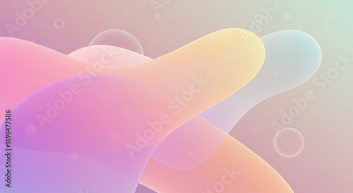 Abstract fluid shapes with glassmorphism effect