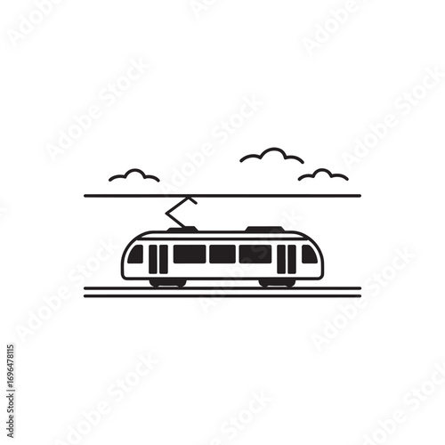 A Modern Electric Train Depiction Line Art Drawing Transport and Transit Connectivity Symbolic of Contemporary Mass Public Transportation Infrastructure