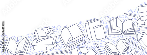 Books for education, literature. Art line template