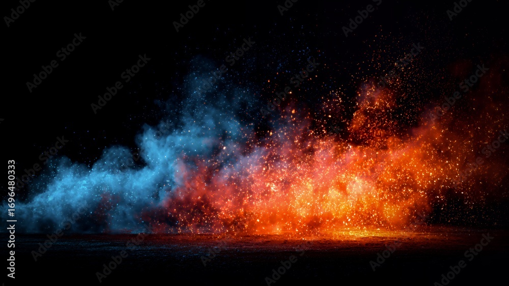 Fototapeta premium Colorful smoke on isolated background. Powder, particles , dust. mysterious fog and steam backdrop, creating a dreamy, atmospheric effect overlays.