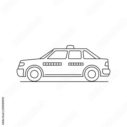Simple Black and White Taxi Car Illustration A Classic Icon of Urban Transportation and Commuting