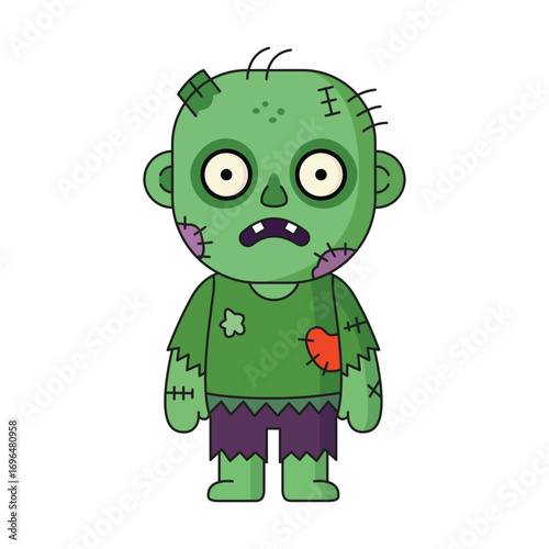 Green zombie character with transparent background