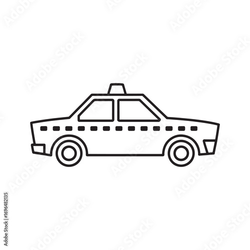 Sleek Taxi Cab Line Art A Simple and Modern Automotive Icon for Transportation Services and Urban Mobility