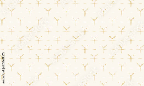 Subtle minimalist seamless pattern with a Japanese Yen symbol, Elegant luxury finance background with a tiny geometric grid in a soft gold and ivory palette