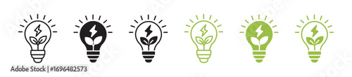 Sustainable ecological energy icon set , Light bulb ecology concept icon . Vector illustration . 