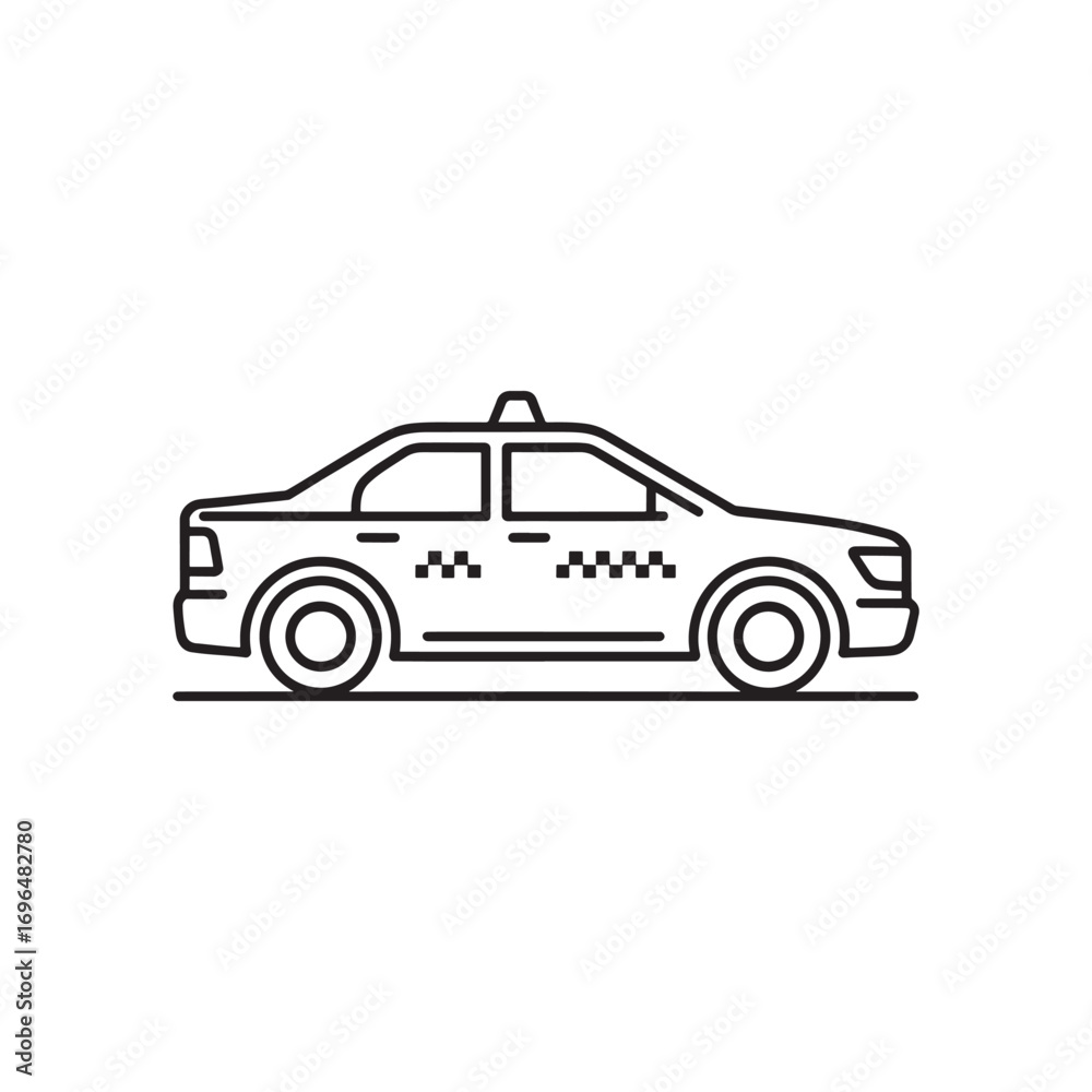 Fototapeta premium Clean Line Art Depiction of a Taxi Cab Emphasizing Transportation and Urban Mobility for Modern Design Projects and Iconography Usage