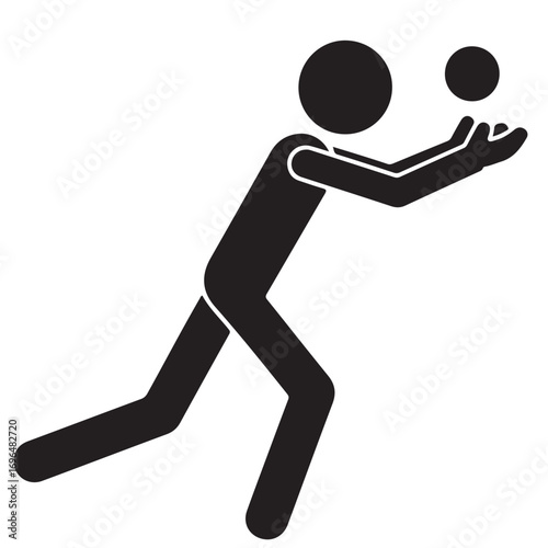 Minimalist Stick Figure Juggler with Two Balls