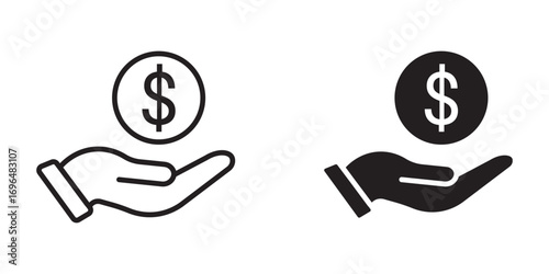 Save money icon set , Cash back icon set. Hand hold coin icons, vector illustration . 