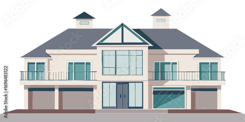 Vector graphics, architecture, design, real estate, modern, high-tech, style, house, bungalow, outbuilding, dwelling, garage, dream, advertising, banner, project, classic, rent, housing