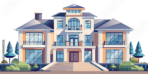 Vector graphics, architecture, design, real estate, modern, high-tech, style, house, bungalow, outbuilding, dwelling, garage, dream, advertising, banner, project, classic, rent, housing