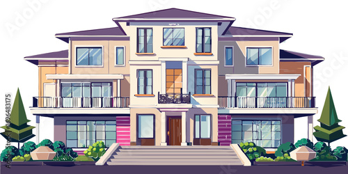 Vector graphics, architecture, design, real estate, modern, high-tech, style, house, bungalow, outbuilding, dwelling, garage, dream, advertising, banner, project, classic, rent, housing