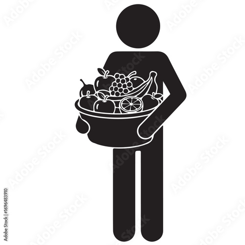 Silhouette of Person Holding a Bowl Full of Fresh Fruits