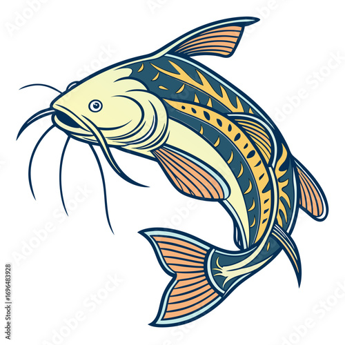 Stylized illustration of a catfish