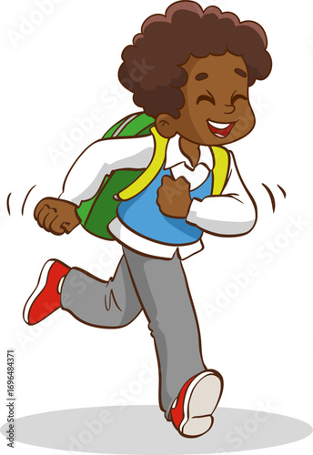 school children happily go to school.