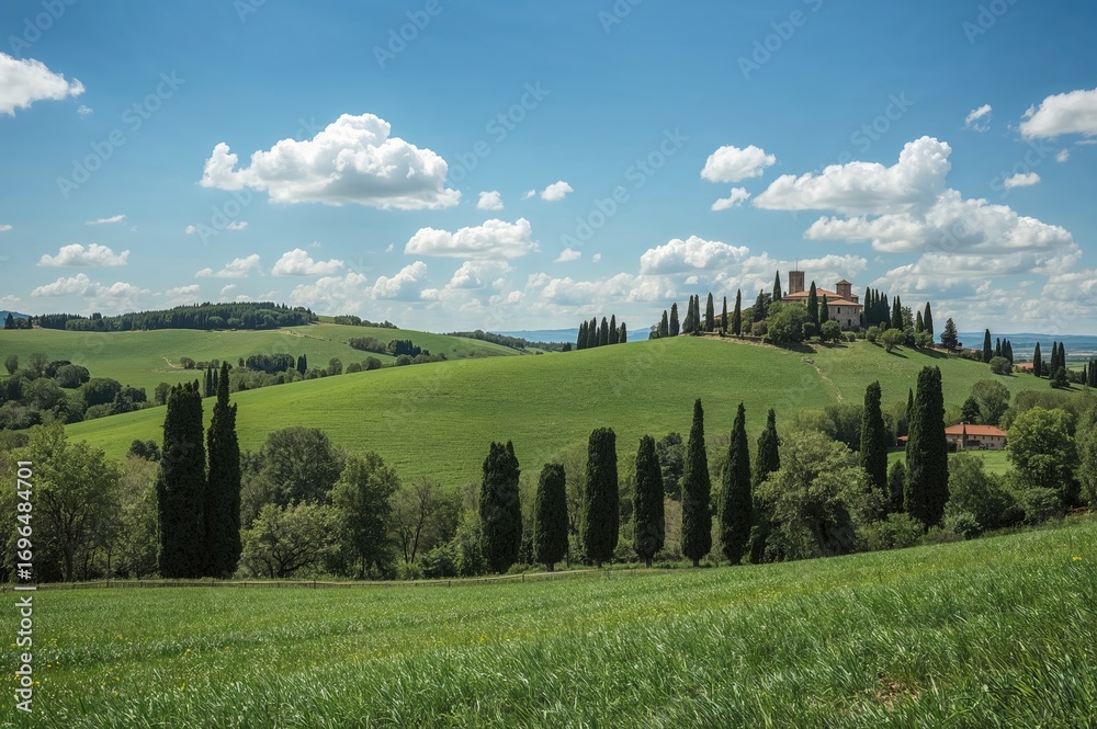 Obraz premium Stunning countryside view near a historic hilltop town in central Italy