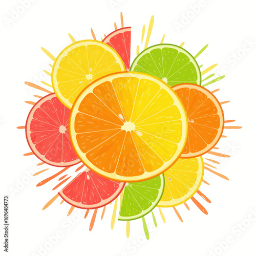 Citrus Burst A Colorful Array of Fresh Fruit Slices