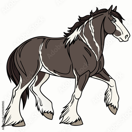 Illustration of a shire horse walking