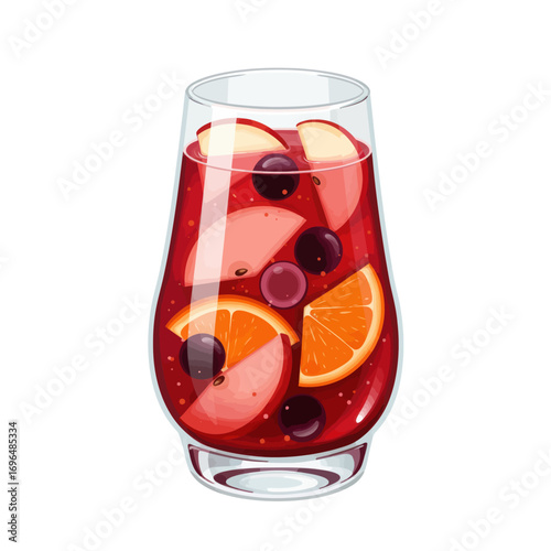 Refreshing Fruity Sangria Cocktail Illustration for Summer Drinks and Beverages