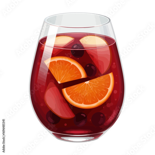 Refreshing Red Wine Sangria with Fresh Fruit Slices and Berries