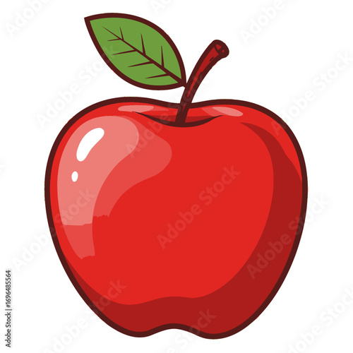 Juicy Red Apple Illustration A Fresh, Colorful Fruit Design