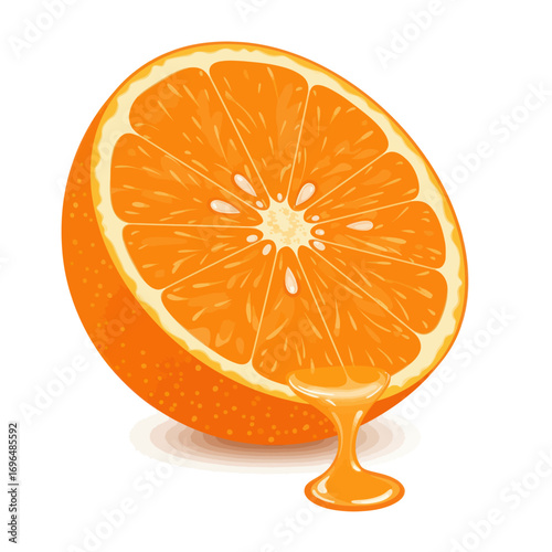 Juicy Orange Slice Fresh Fruit Illustration
