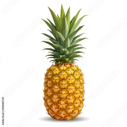 Fresh ripe tropical pineapple with a leafy green crown, rendered in a modern polygonal art style