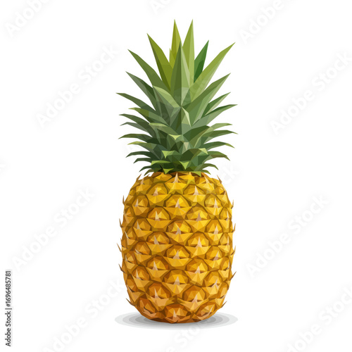 Vibrant Low Poly Pineapple Illustration on White Background for Creative Projects