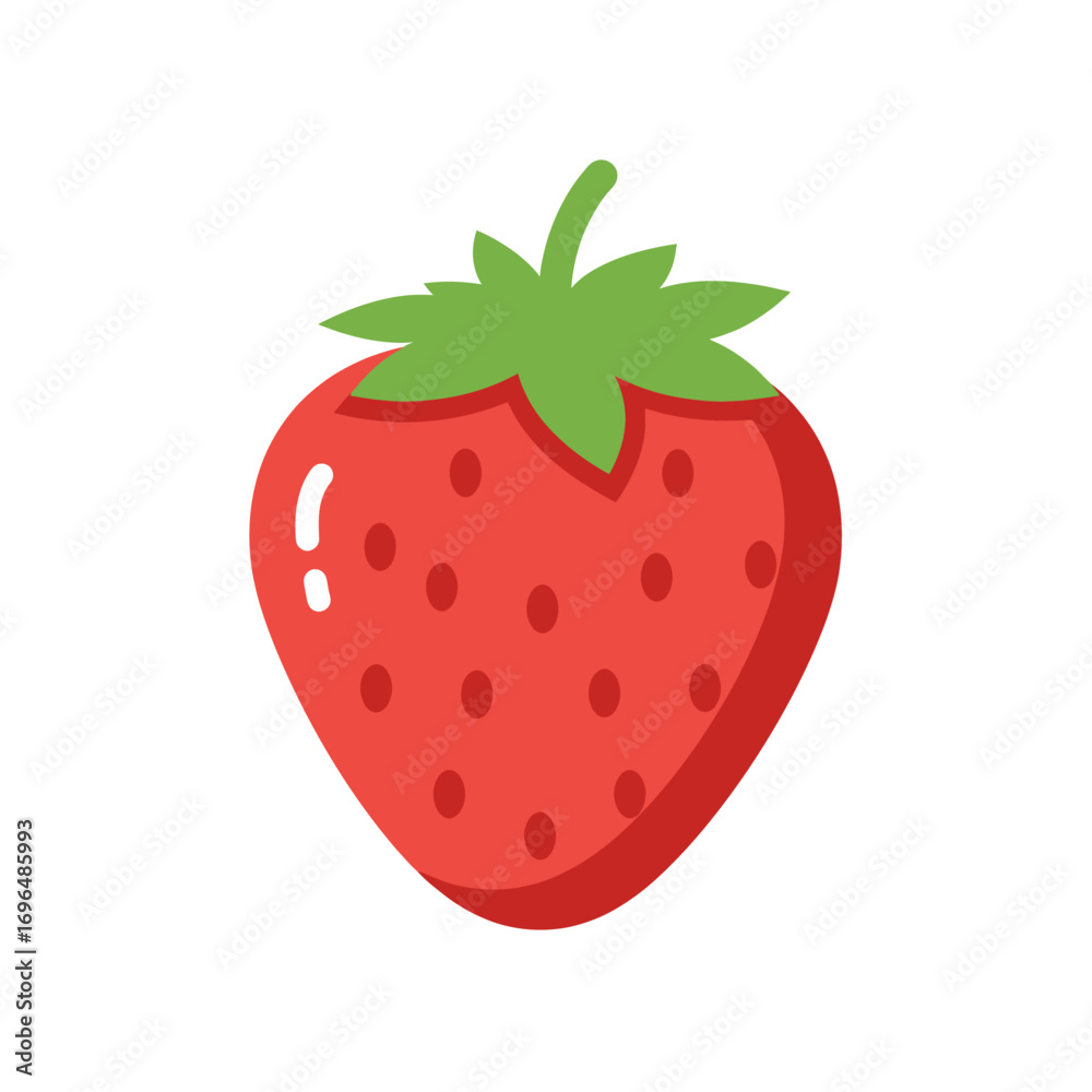 Obraz premium Juicy Red Strawberry Illustration Fresh Fruit Icon