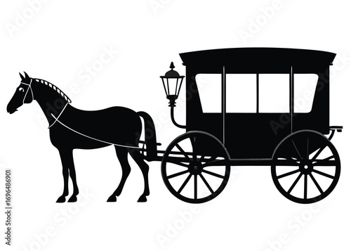 Elegant horse drawn carriage vector illustration scalable eps icon for classic transportation design white background