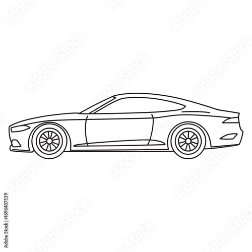Sleek Automotive Design A Modern Car Illustration Showcasing Smooth Lines and Aerodynamic Form Against a Clean White Backdrop