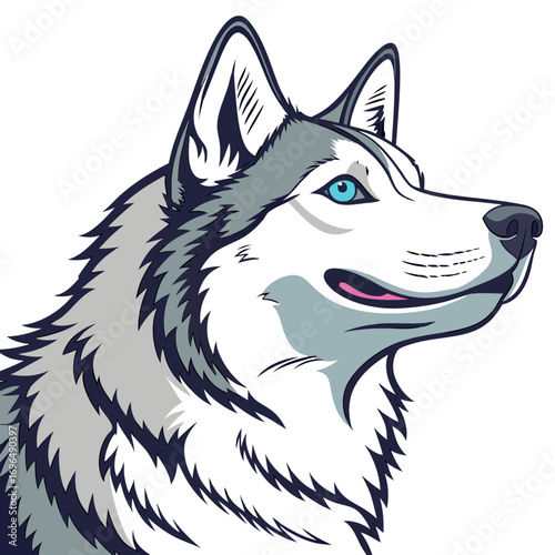 Portrait of a husky dog with blue eyes
