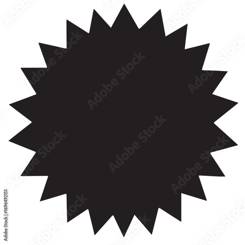 Abstract Black Starburst Shape on White Background