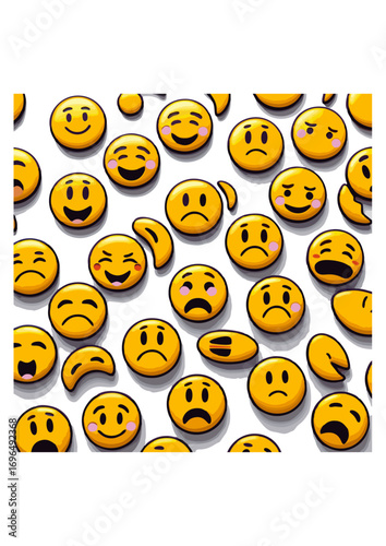 Set of emoticon line vector illustrations on white background