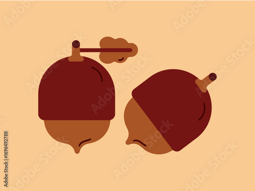 Cute Autumn Nut. Nut Illustration. Autumn Mood with Nut.