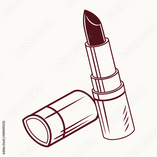Simple outline icon of a lipstick with its cap closed