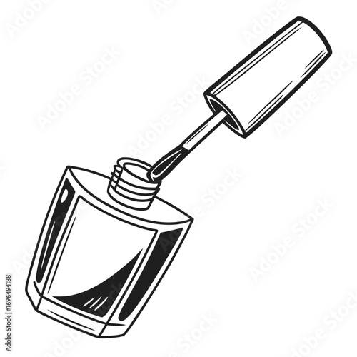 Nail polish bottle with applicator brush icon